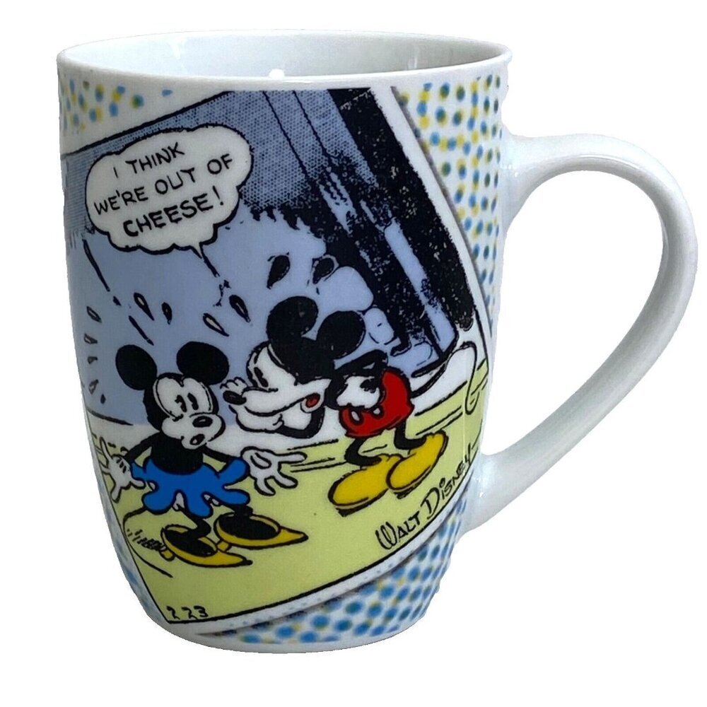Disney Mickey Mouse Comic Coffee Cup Mug I Think We're Out of Cheese 9 oz